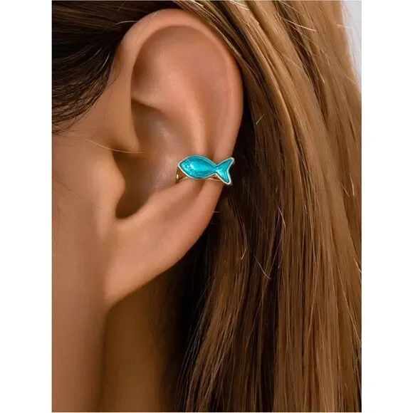 Blue Fish Ear Cuff A1972
