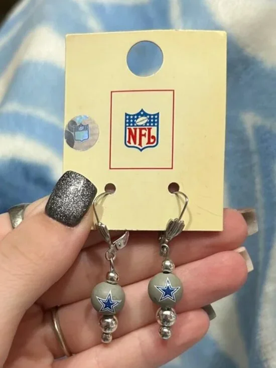 NFL Dallas Cowboys Beaded Leverback Dangle Earrings NWT