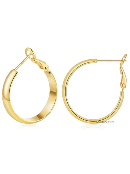 14K Gold Plated Hoop Earrings with 925 Sterling Silver Post Hypoallergenic