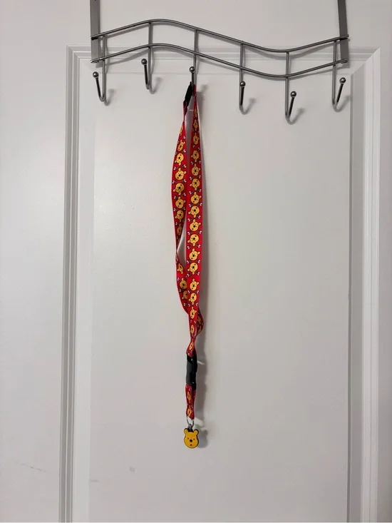 Disney Red Lanyard with Yellow Winnie-the-Pooh Charm