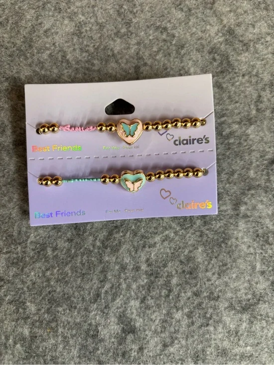 Claire's Gold Heart Beaded Bracelets Duo