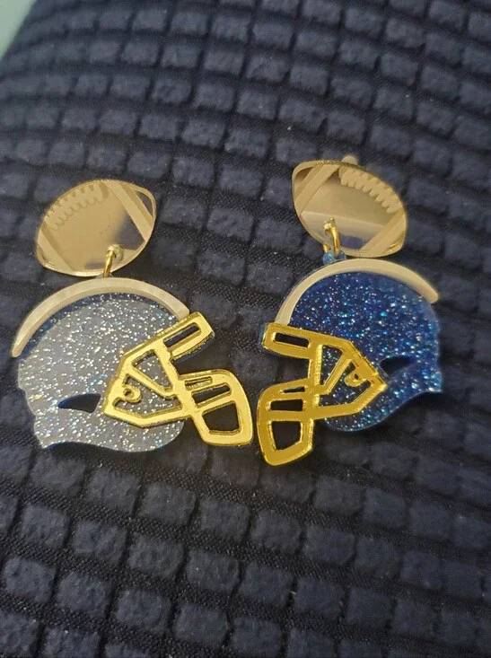 **SALE** Blue Football Helmet Earrings