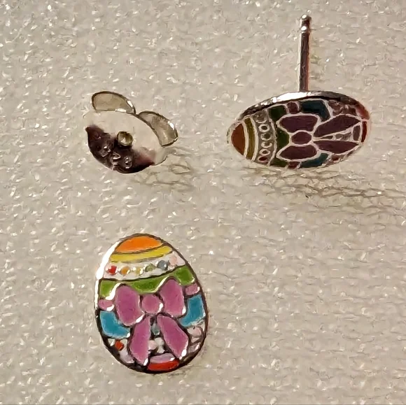 Sterling silver Easter egg earrings