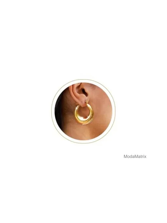 14k Gold Plated Chunky Triple Hoop Earrings Hypoallergenic Dainty Jewelry