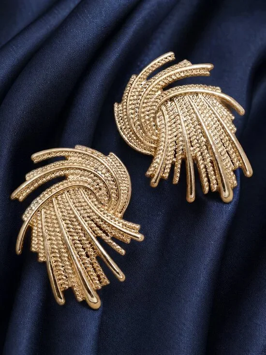 Gold Tone Swirl Stud Earrings