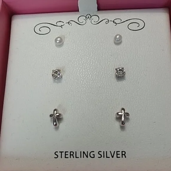 Sterling silver children's earring set