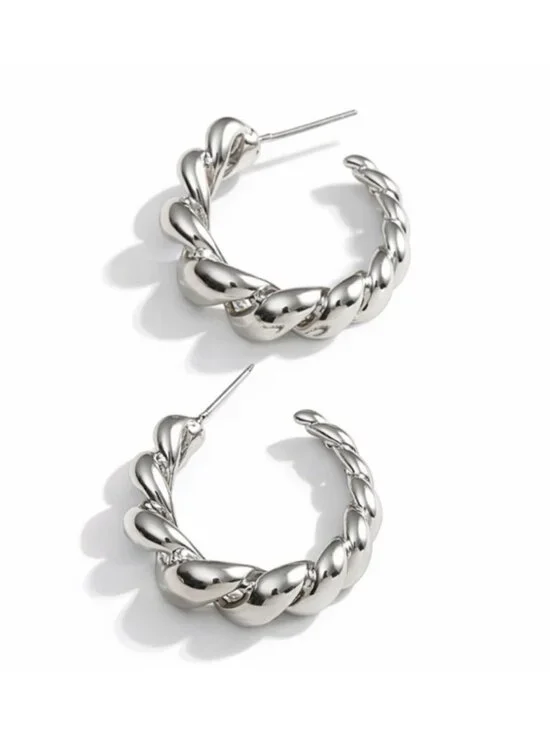 New! Silver Coil Hoop Earrings (2007) NWOT