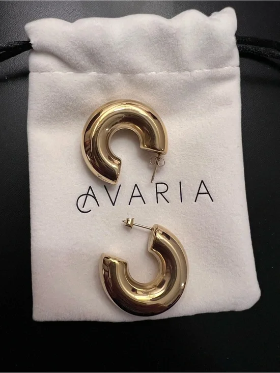 Avaria Polished Gold Chunky Hoop Earrings