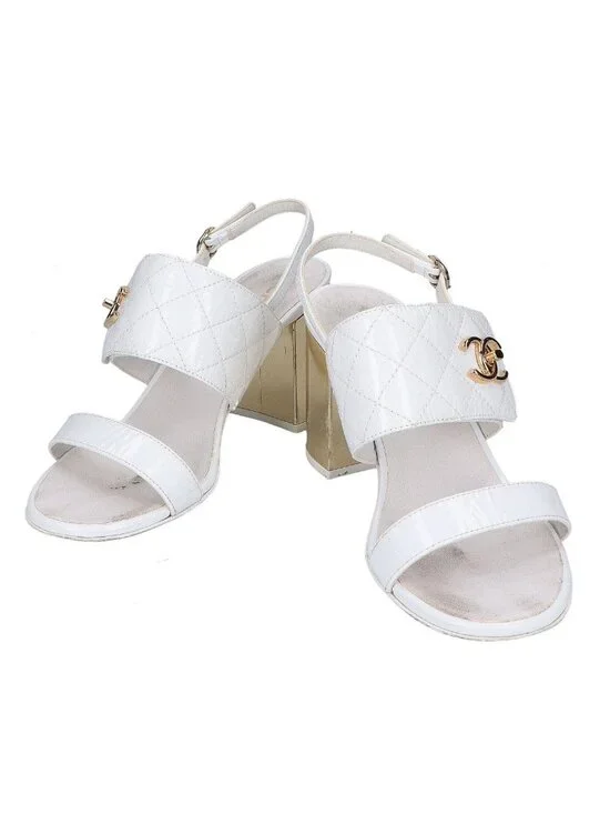Chanel CC Logo Turnlock Quilted Patent Sandals 36 1 2C