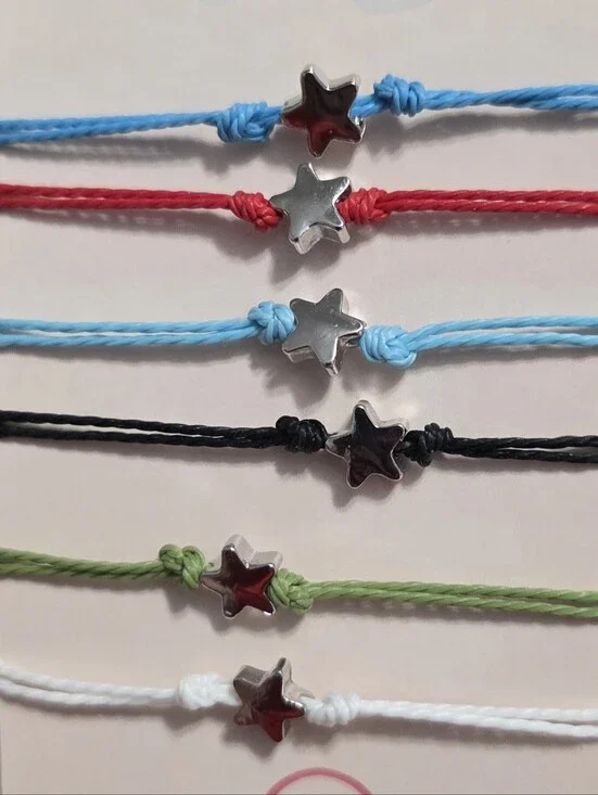 Kids Star Charm Adjustable Cord Bracelets - Multicolor Pack