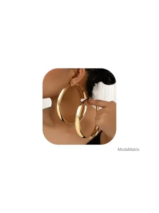Chunky Hoop Earrings Wide Flat Huggie Hoops Dangle Statement Smooth Surface