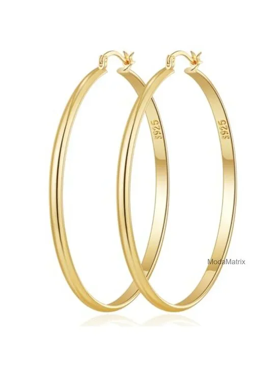 3mm Wide Large Hoop Earrings Hypoallergenic 925 Sterling Silver Post