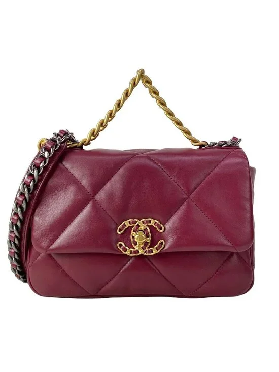 Chanel Shoulder Bag 19 Bordeaux Metal 2-Way Chain