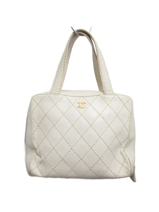 Chanel CC Logo Wild Stitch Tote Quilted Gold Leather