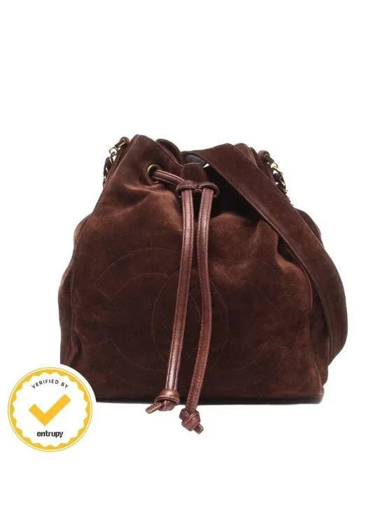Chanel Shoulder Bag Crossbody Gold Suede