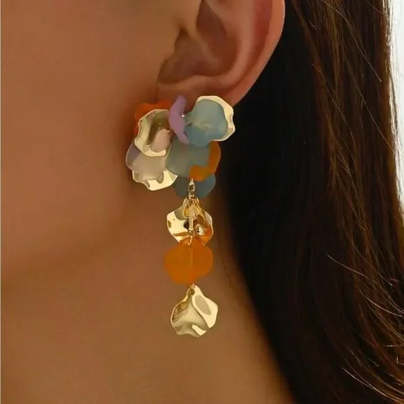 Multicolor Floral Drop Earrings N1018