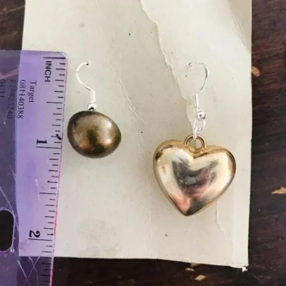 Bronze Heart Round Dangle Hook Retro Earrings