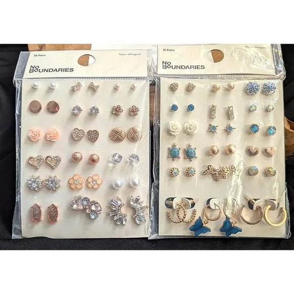No‎ Boundaries X2 Packs Of 18 Pairs EARRINGS, 36 Pairs total