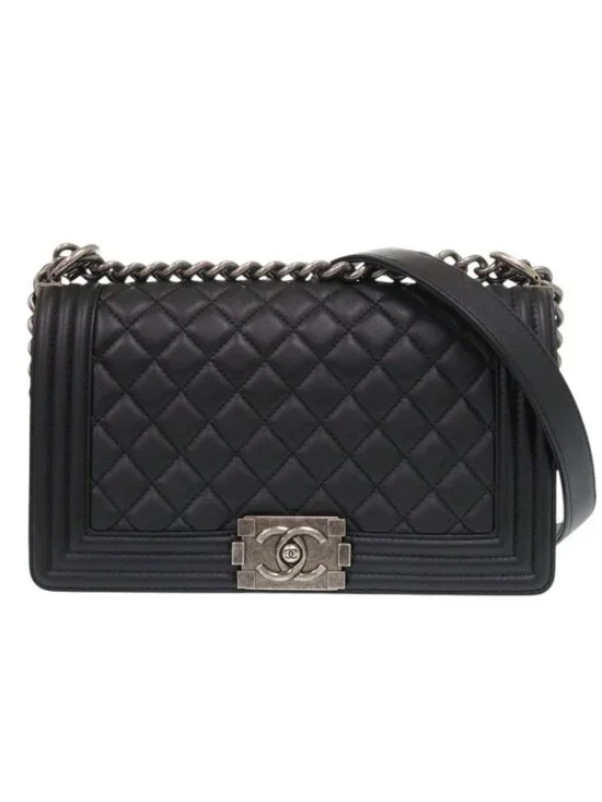 Chanel Boy 25 CC Logo Lambskin Black Random Plate Shoulder