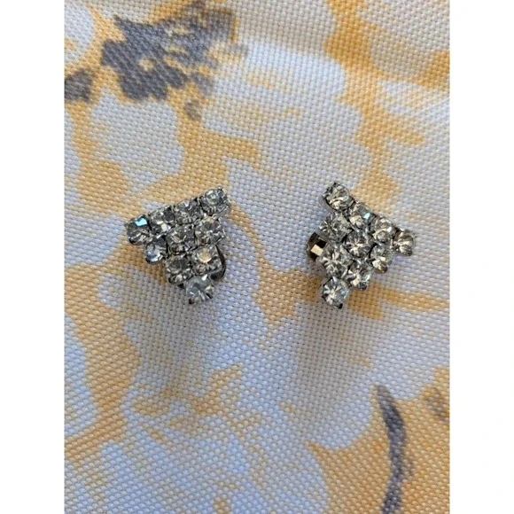 Vintage Rhinestone 2 Shoe Clips Sparkling Crystal Cluster Bridal & Formal‎