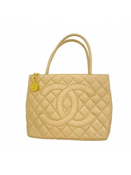 Chanel Tote Reissue Caviar Leather Beige Gold