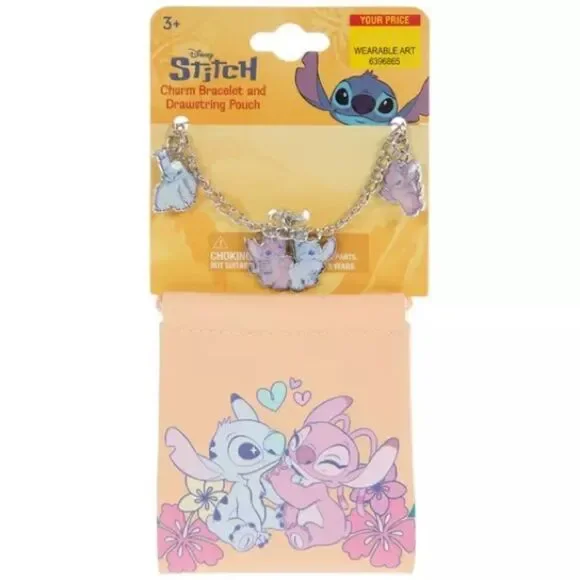 New Stitch & Angel Charm Bracelet & Pouch