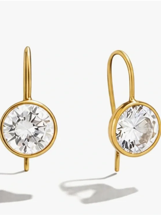bezel crystal drop earrings