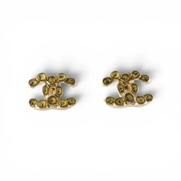 Chanel Gold-tone Interlocking CC logo stud earrings
