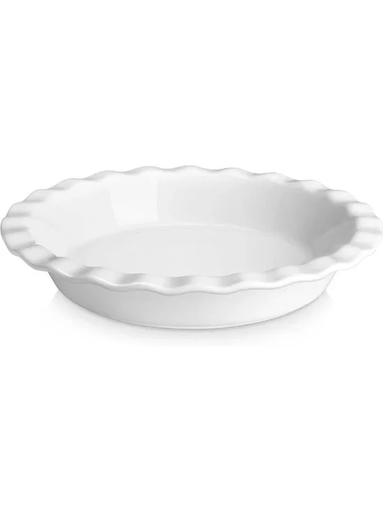9-Inch Ceramic Pie Pan - Non-Stick Deep Baking Dish for Quiche, Tart & Apple