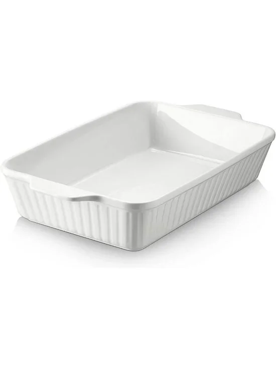 Large 9x13 Ceramic Casserole Dish - Deep Baking Pan with Handles, Oven Safe, 4.2