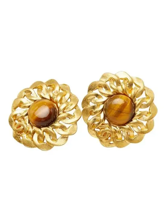 Chanel Cc Logo Round Clip-On Earrings #299622C54B