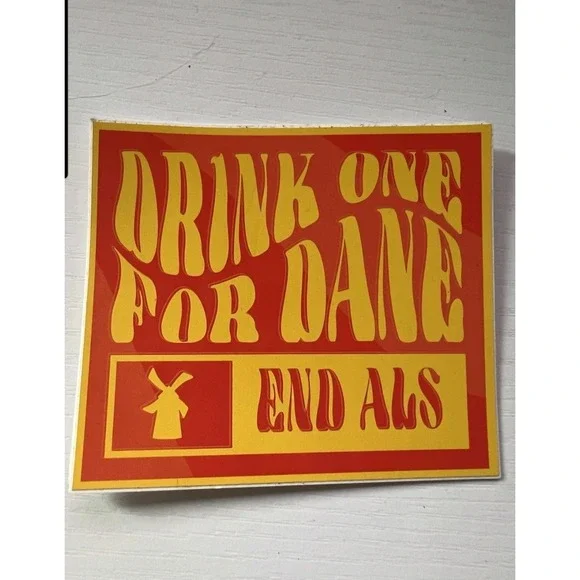 FREE‎ SHIP Dutch Bros Sticker May 2021 Drink One for Dane End ALS Orange Yellow
