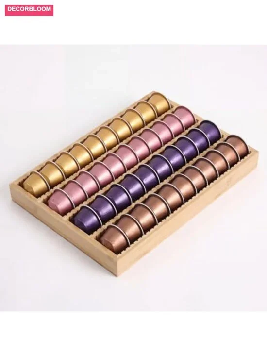 Bamboo Coffee Pod Organizer Drawer Insert for Nespresso Vertuo Capsules, Holds