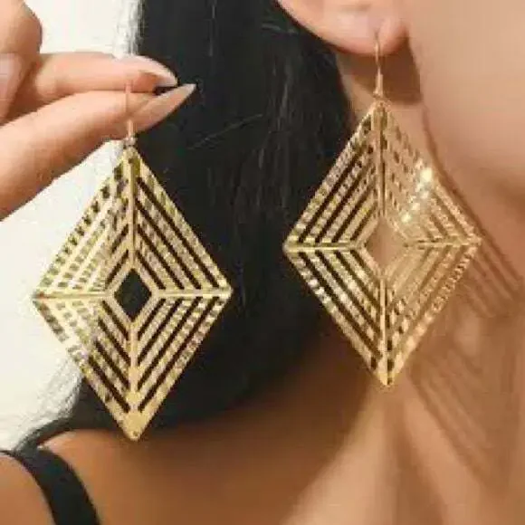 Elegant Tribal Gold Hollow Earrings