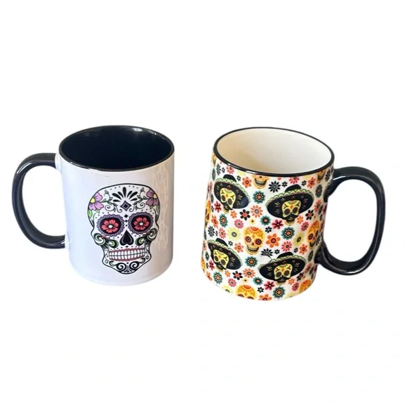 Two Sugar‎ Skull Coffee Tea Mugs NWT (2)