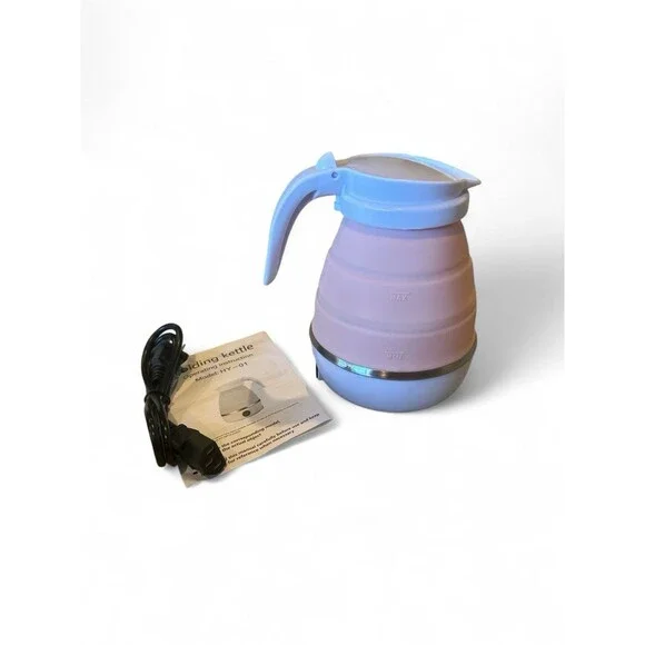 NEW Foldable Electric Kettle Pink Silicone 600ml  One Button Operation