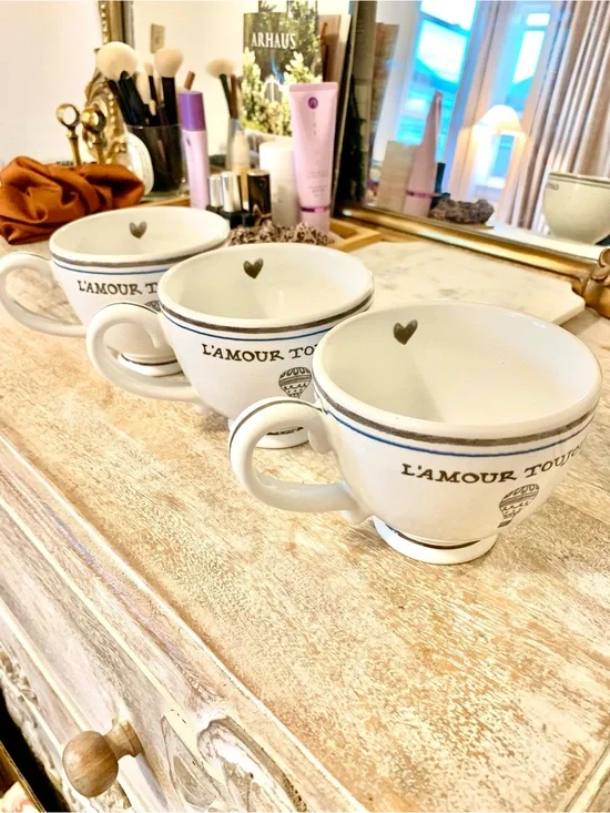 NEW Juliska L'amour Toujours Breakfast Cup - set of 3