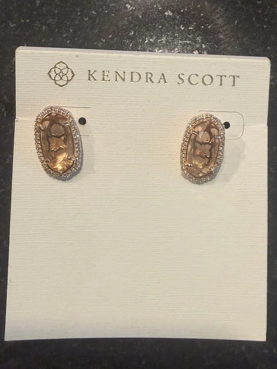 Kendra Scott Gold Champagne Ellie Stud Earrings NWT