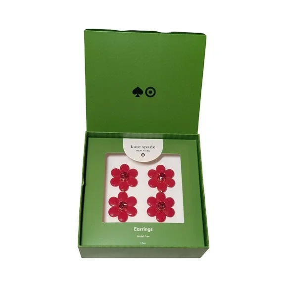 ⭐B2 kate spade new york X Target Red Floral Linear Earrings Limited Edition NEW