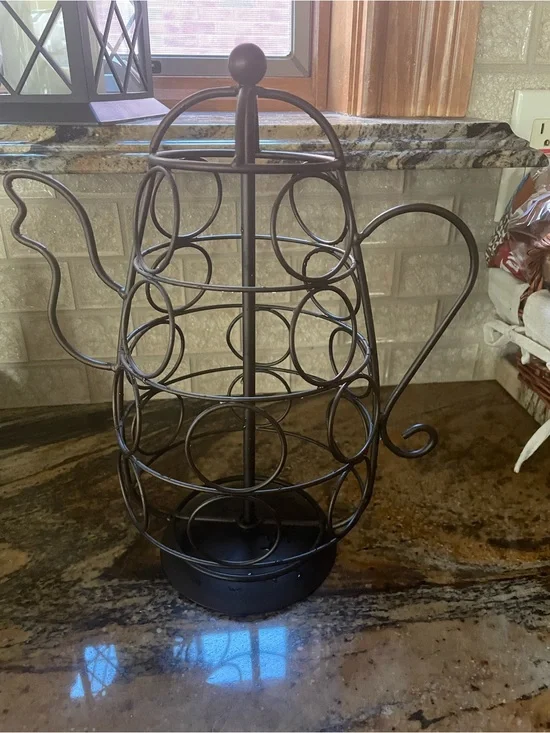 Metal Teapot-Shaped k Cup Holder Rack in Dark Bronze