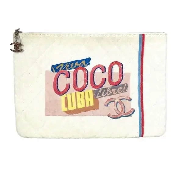 CHANEL Pink Canvas Pouch