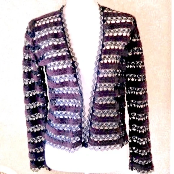 CHANEL cashmere black purple sweater 42
