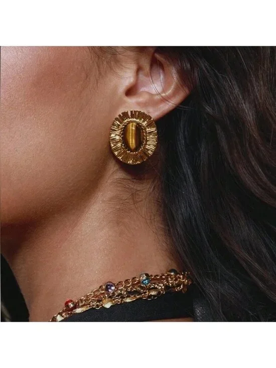 Tiger eye Earrings Q188