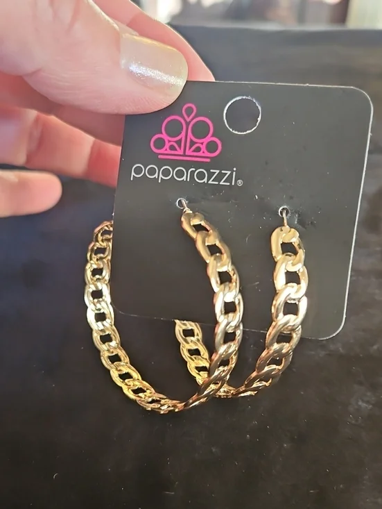 Paparazzi Gold Chain-Link Hoop Earrings - NWT