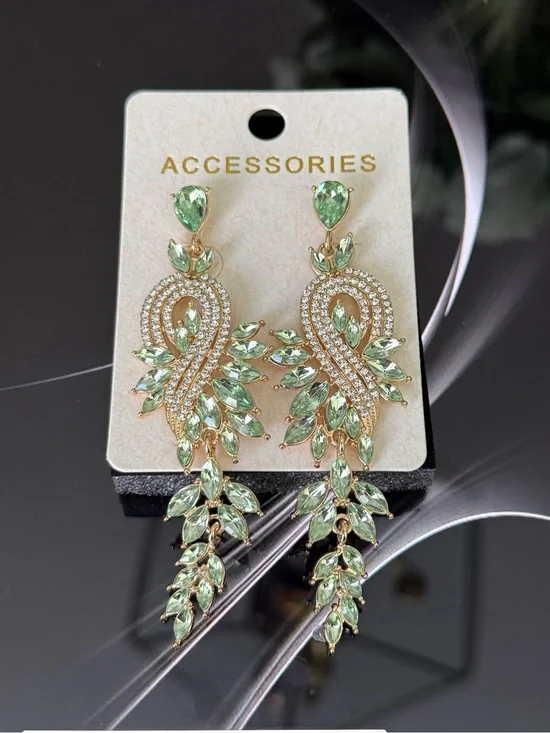 Gold-Tone Light Green Crystal Cascade Drop Earrings - Accessorize