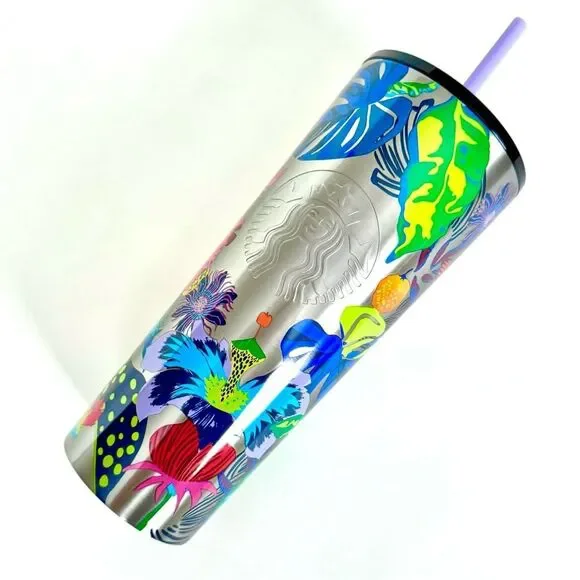 STARBUCKS 24oz TUMBLER LIMITED EDITION BEST MOST FAVORITE BRIGHT MULTICOLOR