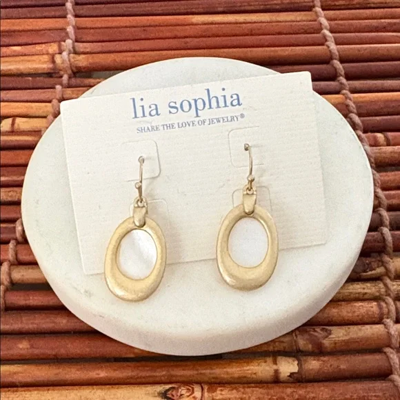 Lia Sophia Gold-Tone Oval Earrings NWT