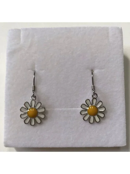 Sterling Silver Daisy Flower Earrings Romantic Work