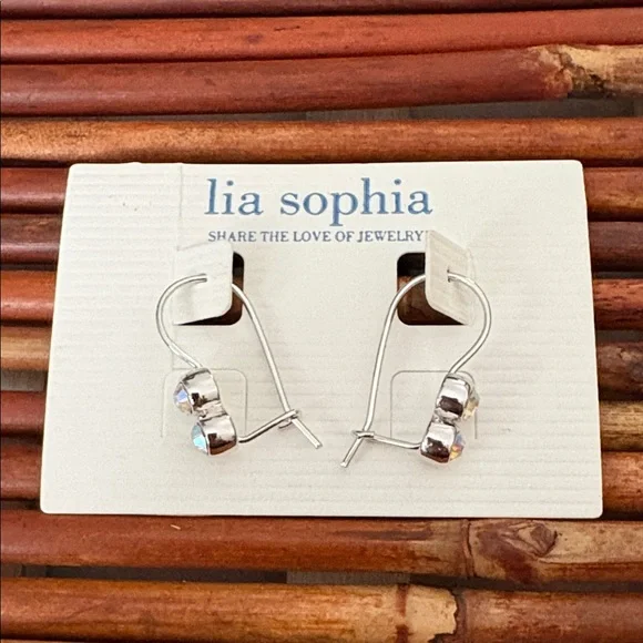Lia Sophia Silver and Crystal Earrings NWT