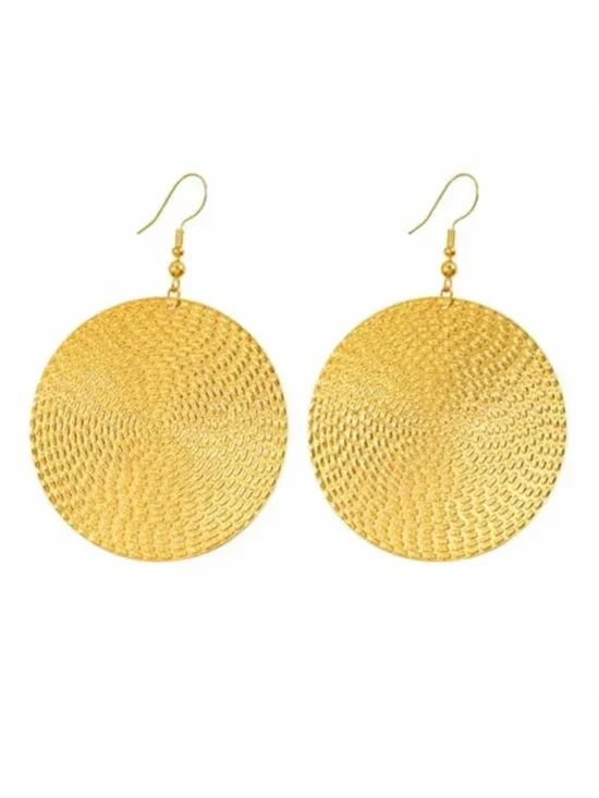 Gold Statement Disc Drop Earrings
